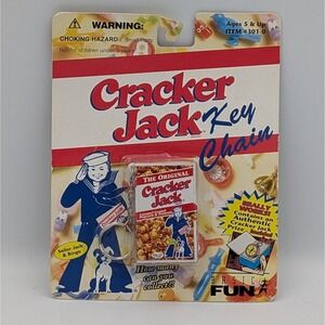 Vintage 1996 Cracker Jack Keychain Basic Fun Miniature Box with Prize 301-0 NEW